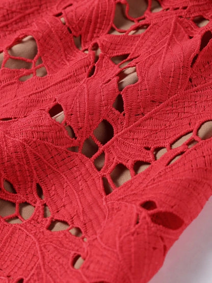 Lace Crochet Bow Tie Dress