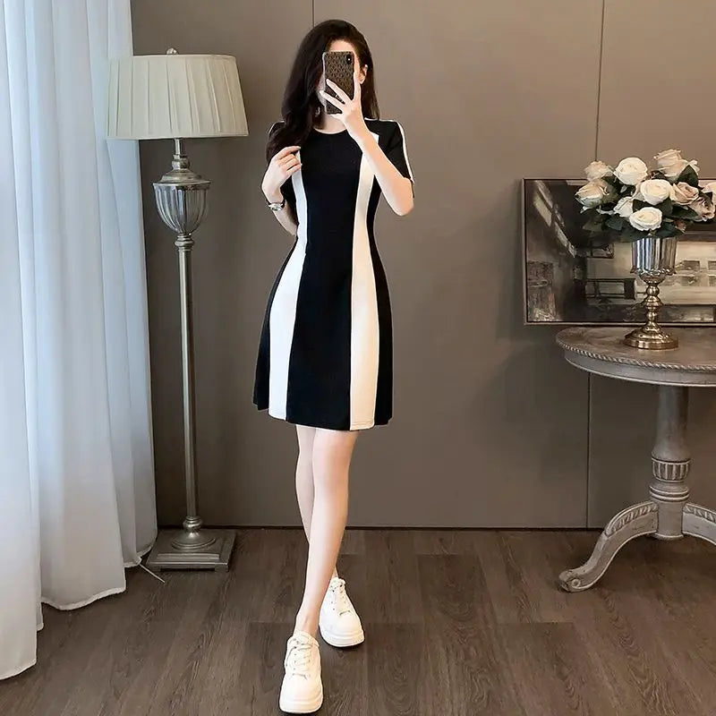 French Fashion Black White Dress Old Money Quiet luxury Mini - Shellss
