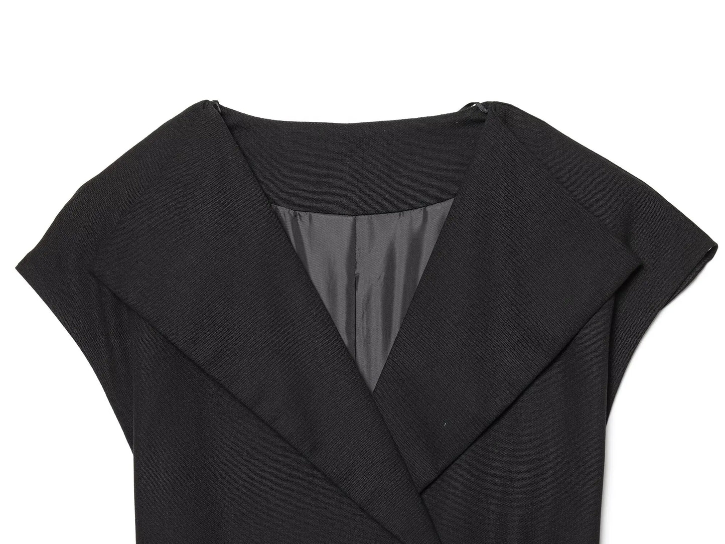 Black Linen Lapel Pants Set