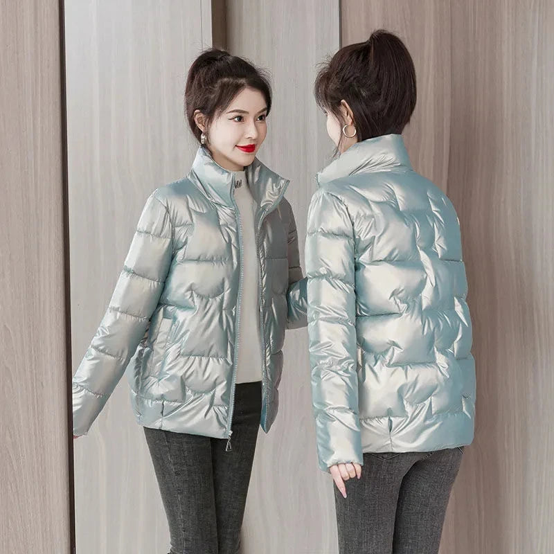 Women's Short Solid color Sustans Down Padded Jacket Women's Slim Fit And Fashion Padded Jacket Solid Color Winter Parka Pink