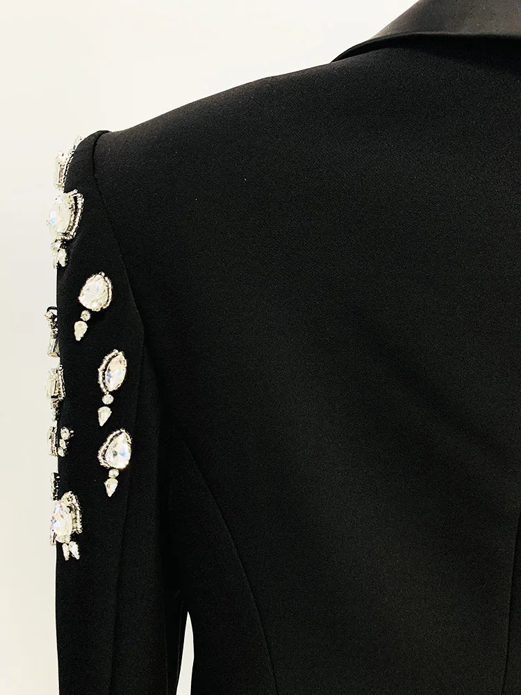 Blazer with embellishment Notched Collar Long Sleeve Beading