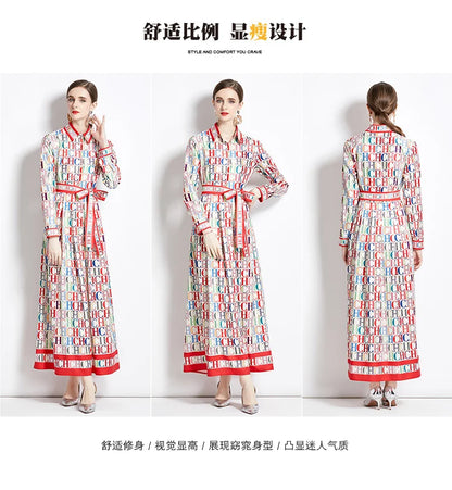 CH Versatile Waist Collection Fashionable Slimming Positioning Printed Dress