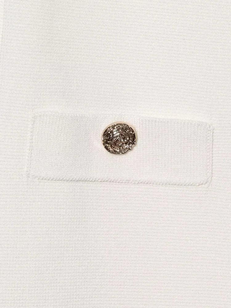 Knitwear Button Ladies Short Sleeve