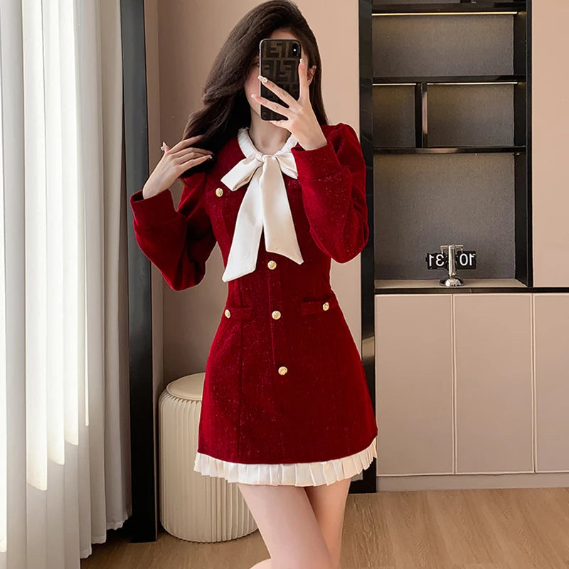 Luxury Burgandy red Velvet Dress