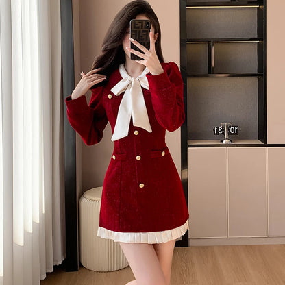 Luxury Burgandy red Velvet Dress