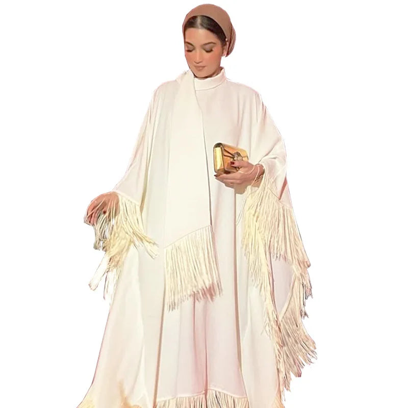 RAmadan Silk Tassel Dress Morocco Kaftan Jalabiya