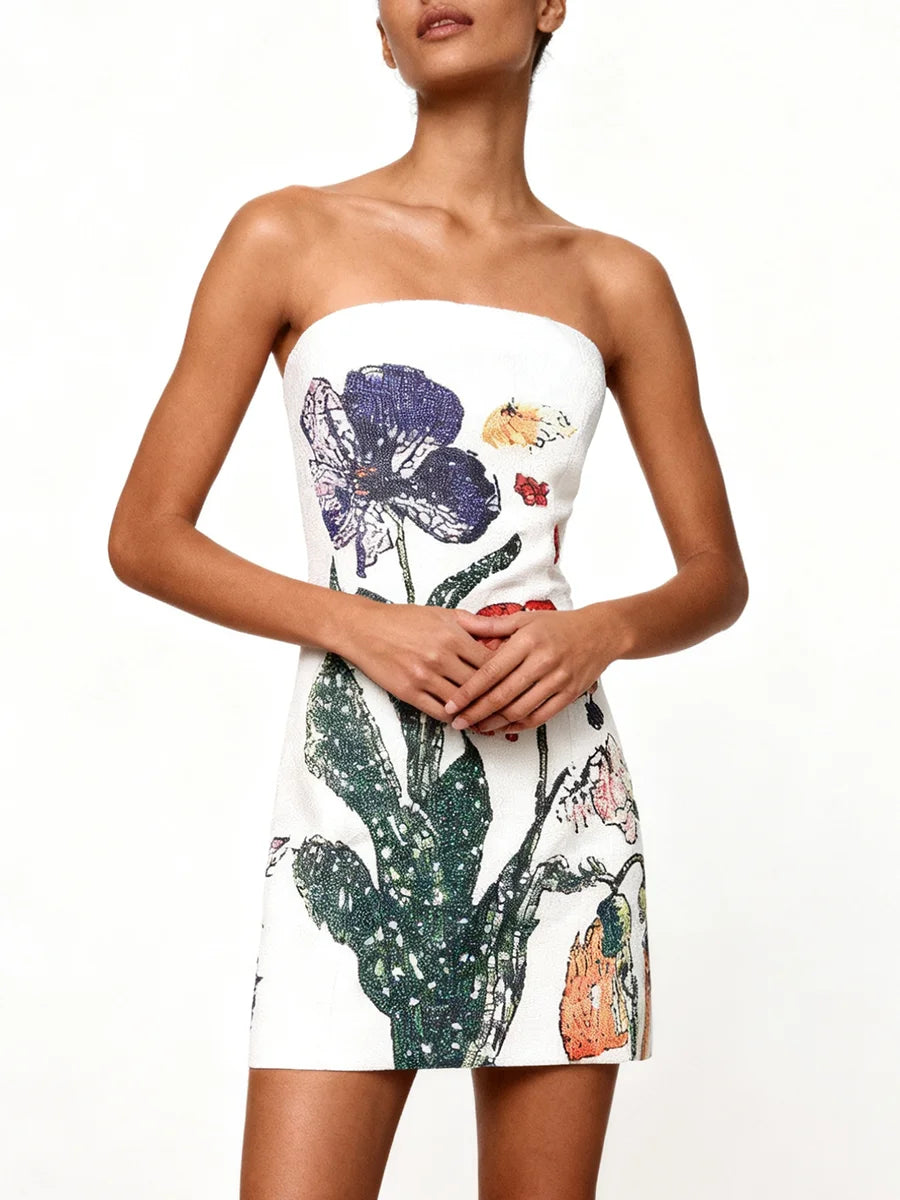 White corset mini floral