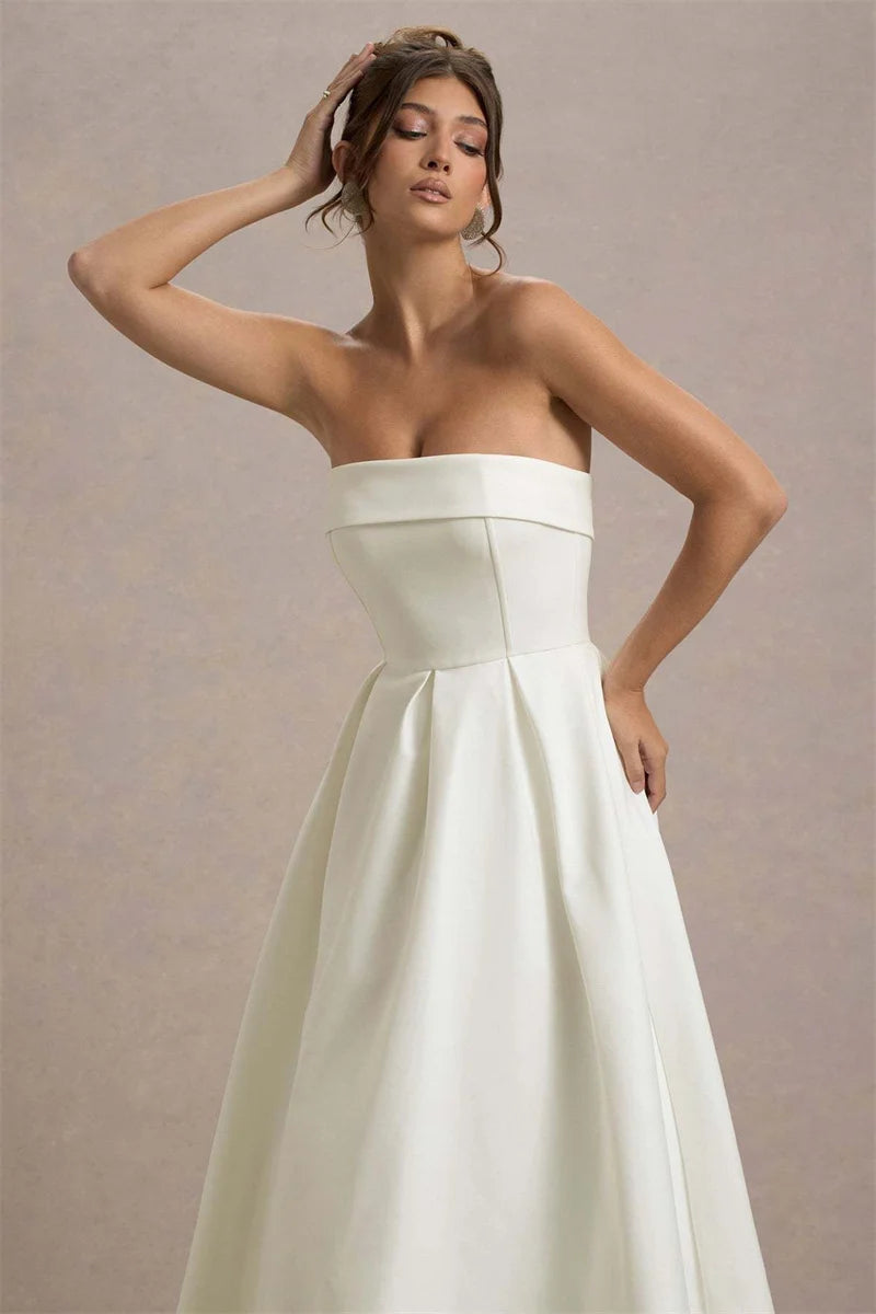 Strapless Midi Dress A-Line - Shellss