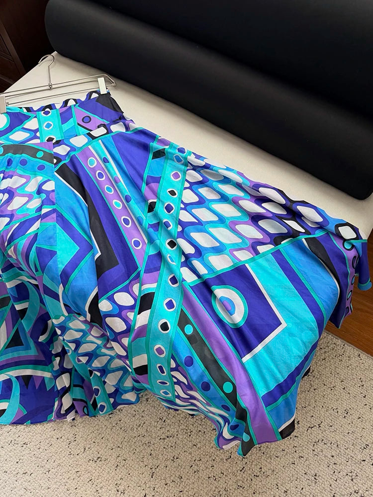 Blue Pucci Look Skirt set
