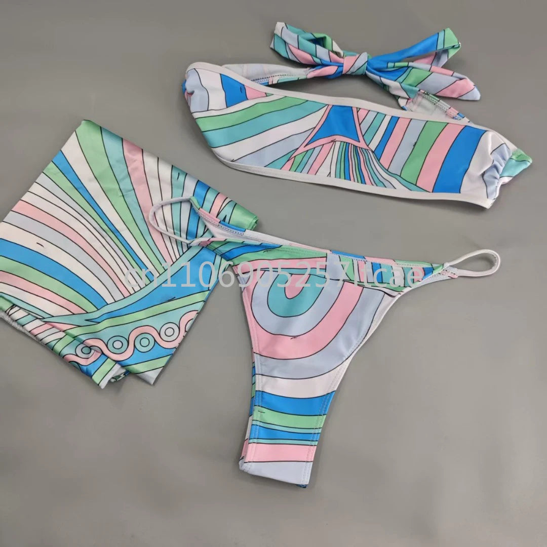 Luxury Design Pink Scarf Swimsuits