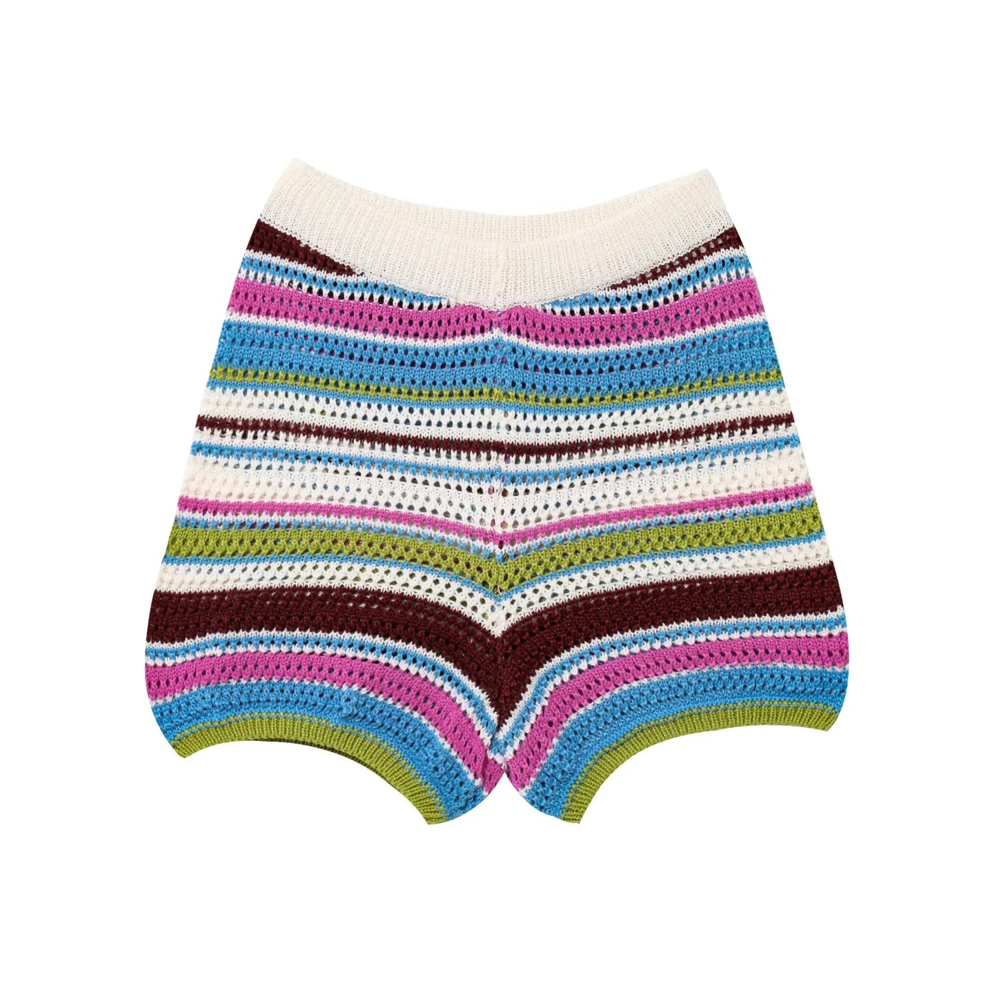 POLO collar short knitted striped shorts set
