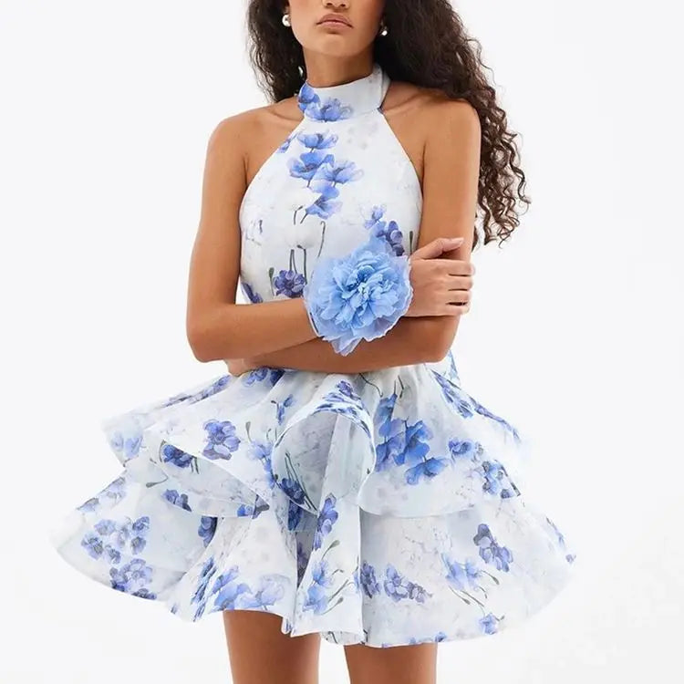 Ruffled Halter Elegant Birthday Banque Layered