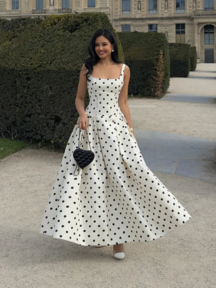 Elegant Women Polka Dot Midi