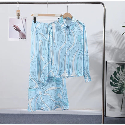Marble Print Halter Satin Set