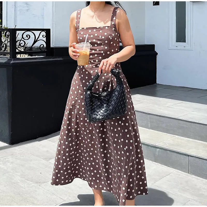 Elegant Women Polka Dot Midi