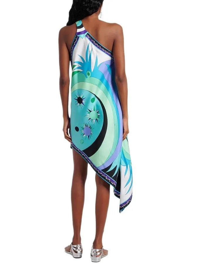 Asymmetrical Pucci 1 Shoulder Dress