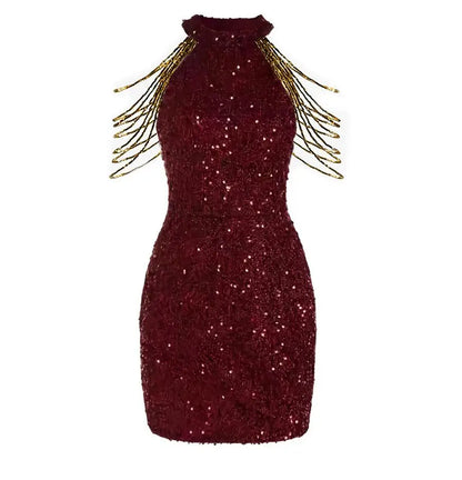 Sequin Sleeveless Slim Fit Dress