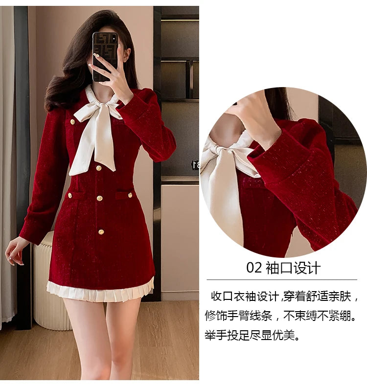 Luxury Burgandy red Velvet Dress