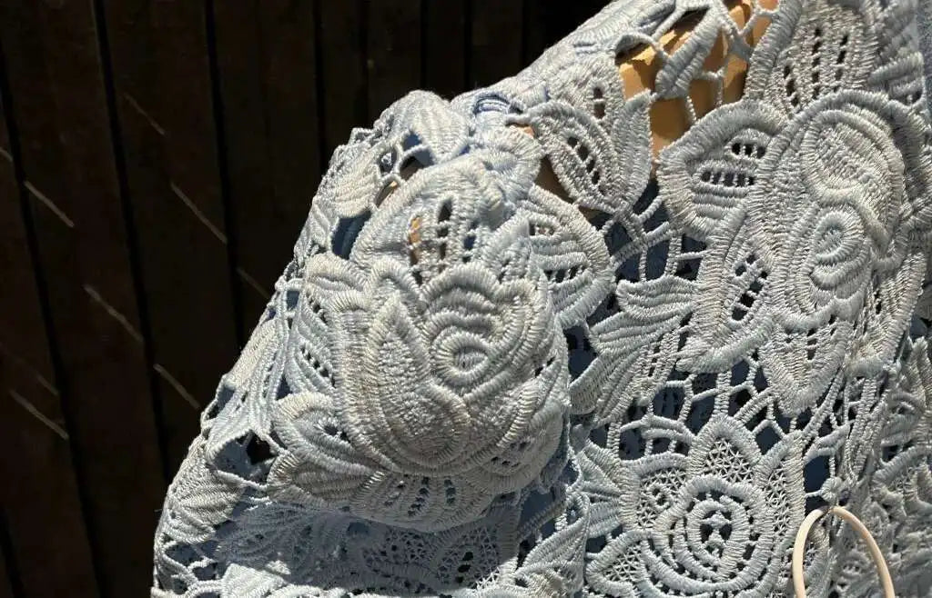 Runway Elegant Blue Embroidery Lace Dresses