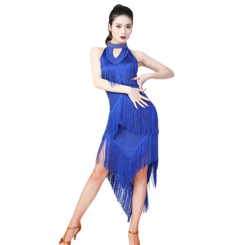 Red black summer halter neck tassel