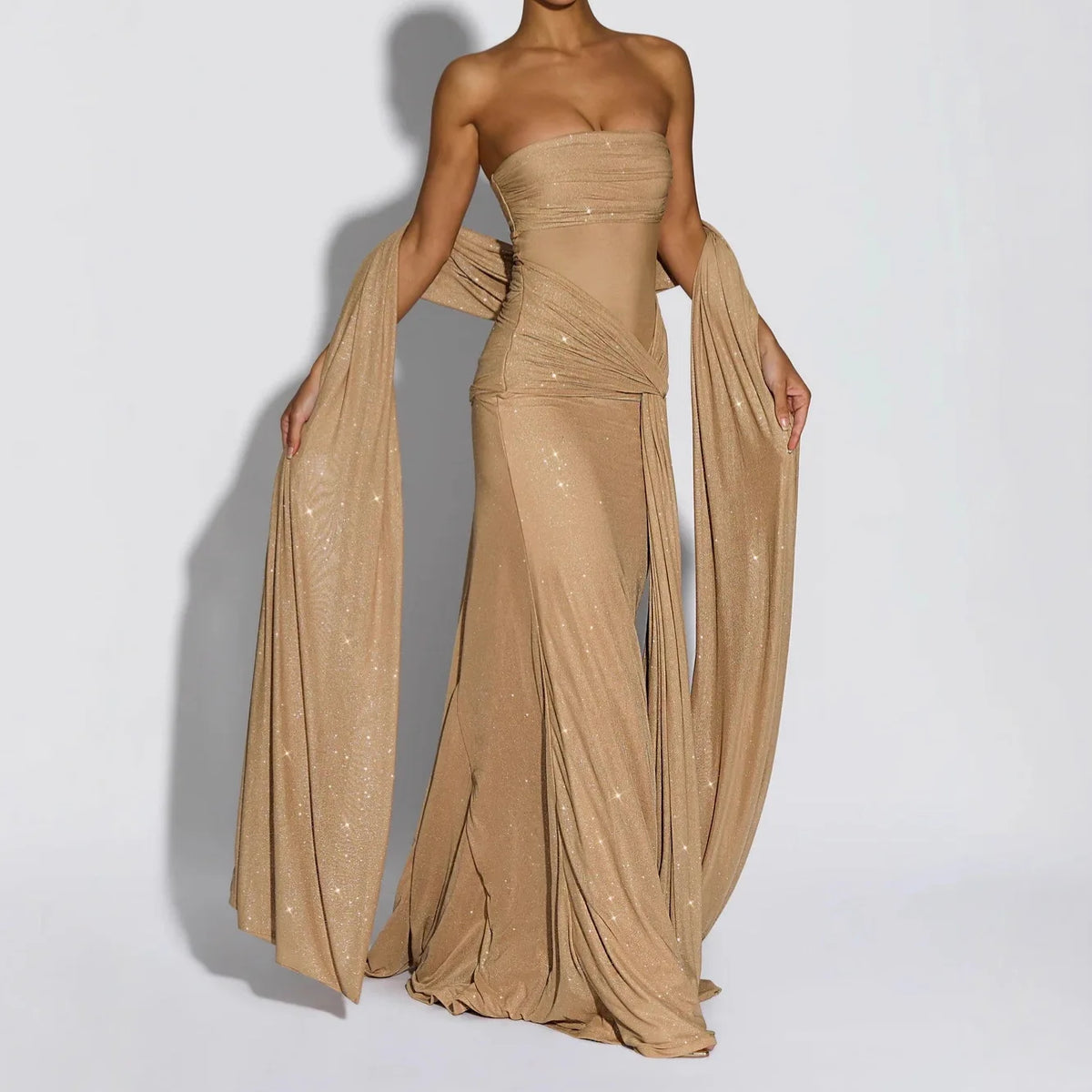 Women's New Elegant And Fashionable Irregular Sequins Bra Squint Long Skirt Autumn Sexy A-line Mid-waist Slim Long Skirt