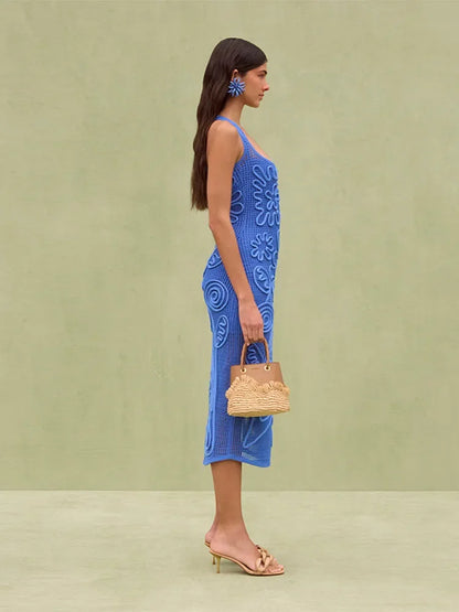 Beige& Blue Dress Luxury Brand