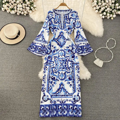 Summer Runway Blue And White Dolce Dress