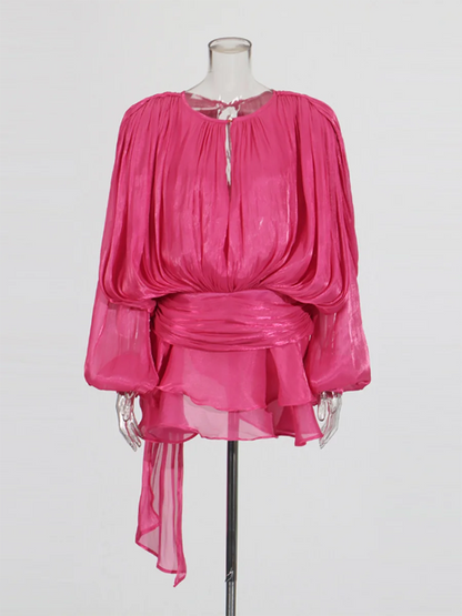 Lace Up Ruffle Dress
