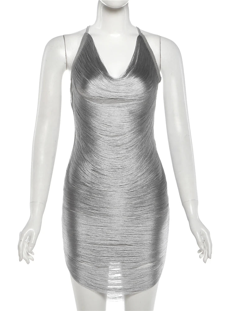 Backless Tassel Dress Party Club Bodycon