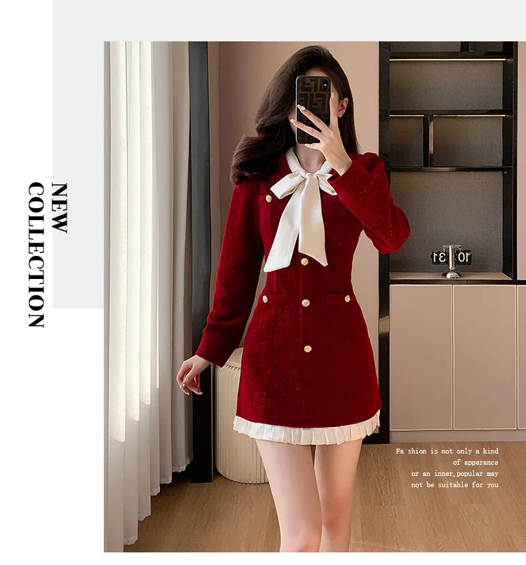 Luxury Burgandy red Velvet Dress