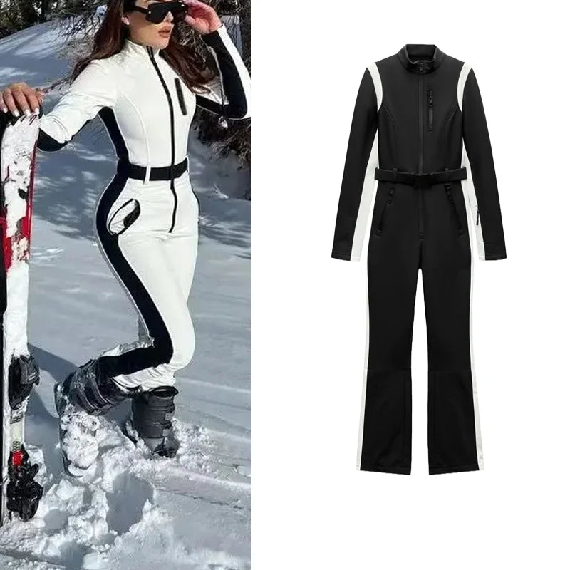 White Slim Ski Suit Jumpsuit