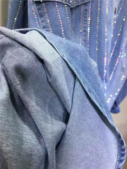Denim rhinestone Shirts