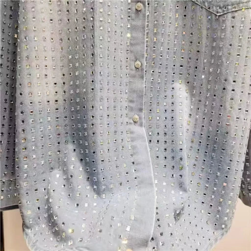 Rhinestone Denim Shirt