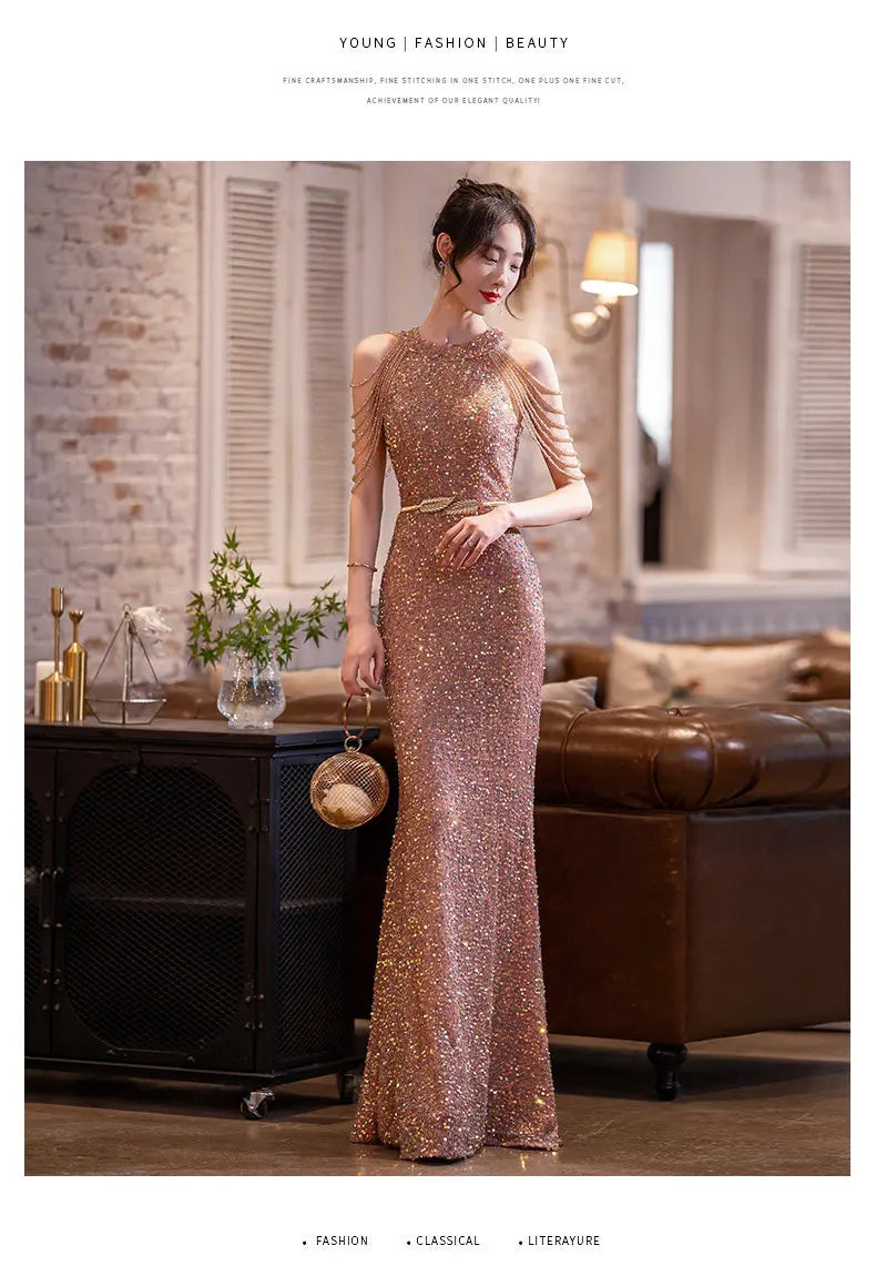 Luxury Minority Evening Gown, Elegant High-end Long Dress, Temperament Host Celebrity Sexy Dress for Women, Party Prom Ball Gown