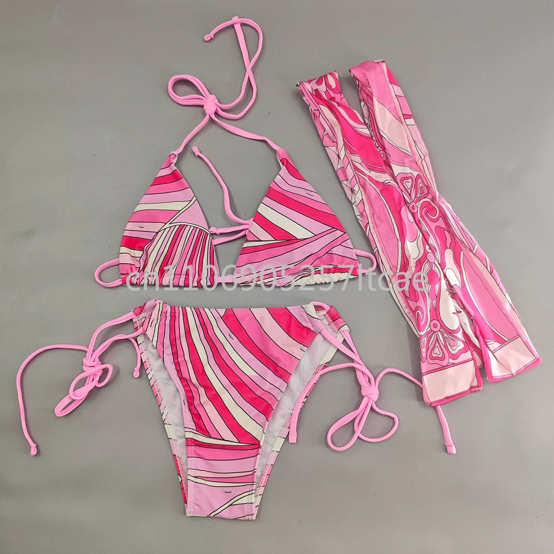 Luxury Design Pink Scarf Swimsuits