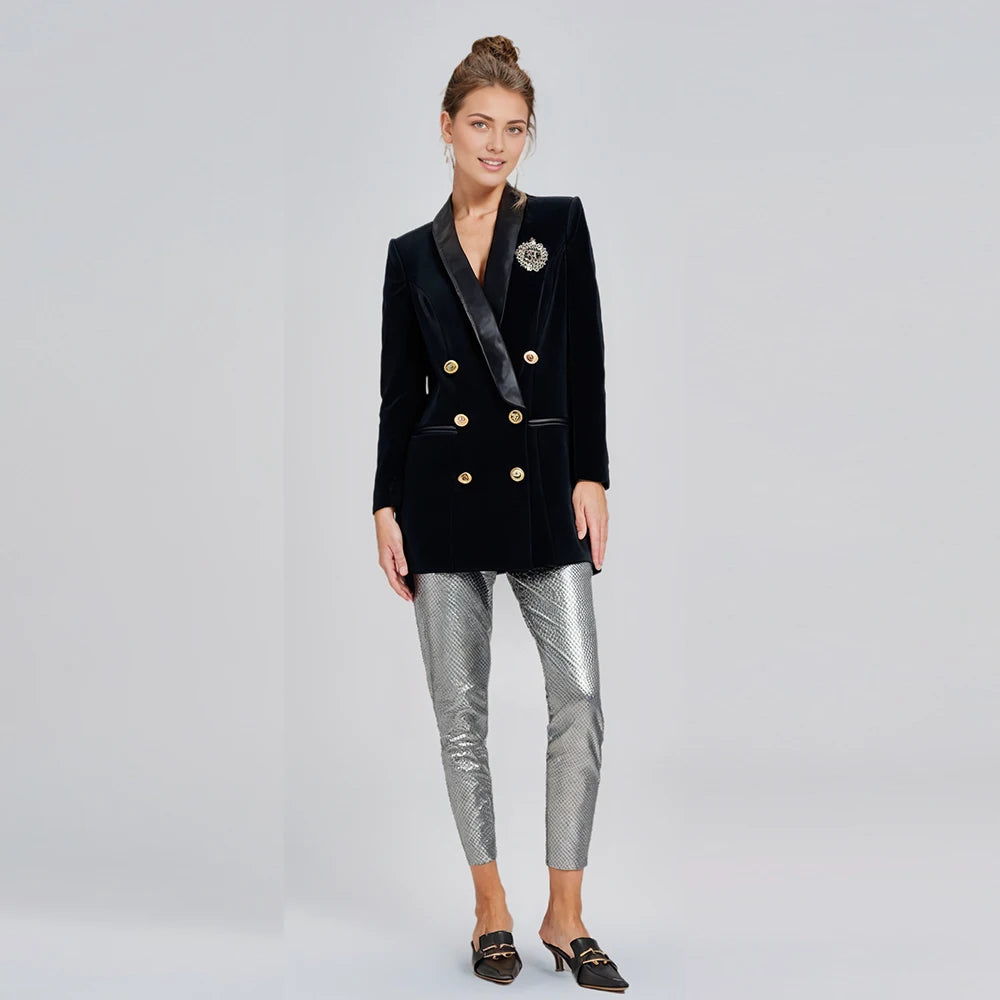 Party Verziert Schwarz Weiß Blazer Jacke Kleid Hohe Qualität Premium