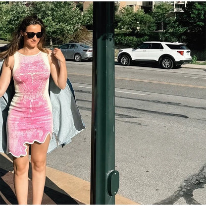 1 celebrity Wavy Pink Elegant  Dress