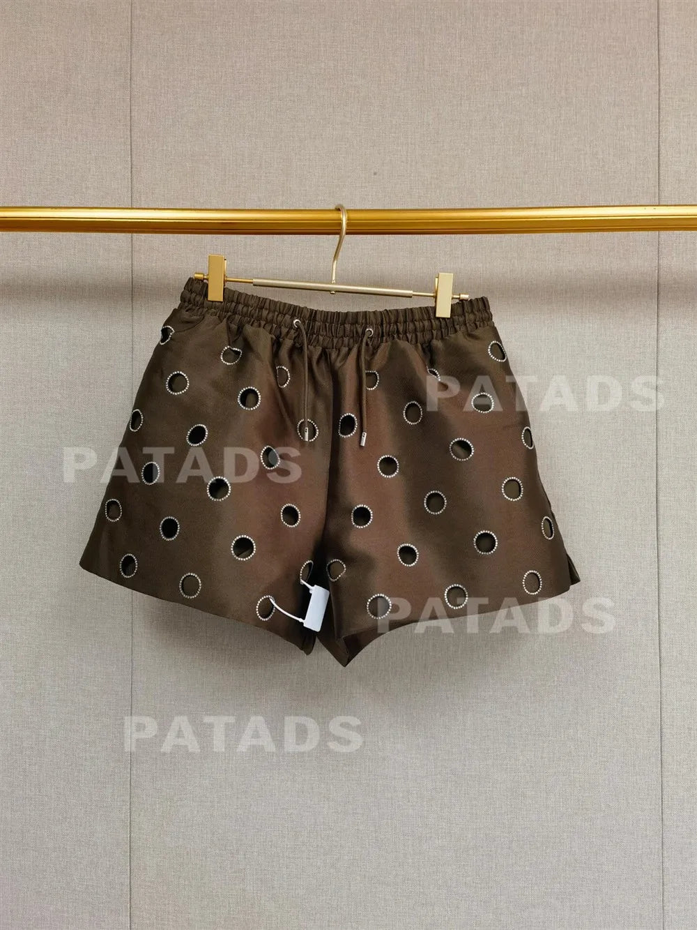 MaSande Early Autumn New Women's Fashionable Hollow out High Waist Drawstring Shorts Ring Detail Casual Pants Straight Leg - Shellss