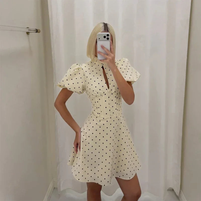 Retro Polka Dot Mini A-line Dress
