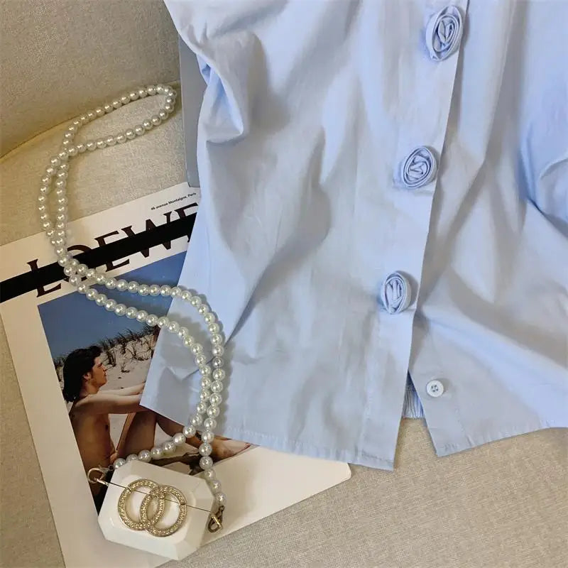 Batwing Button Summer Sweet Korean Fashion