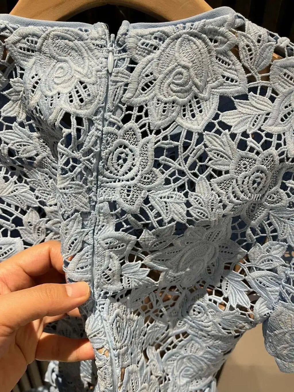 Runway Elegant Blue Embroidery Lace Dresses