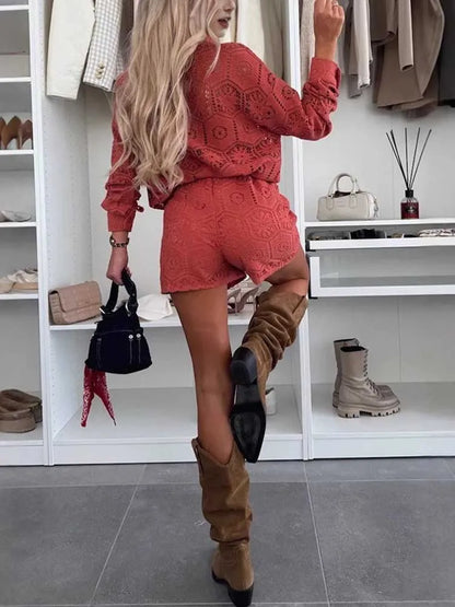 Lace net Shirt and Shorts Set