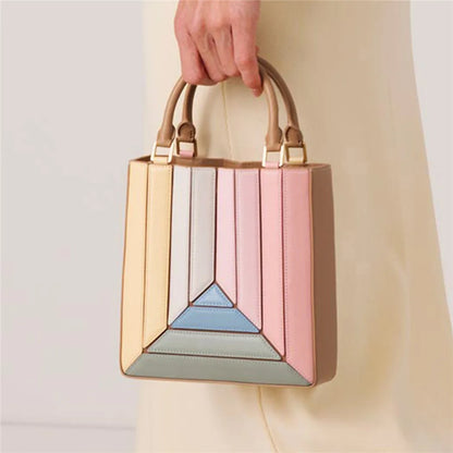 Luxury leather bag colorful Tote
