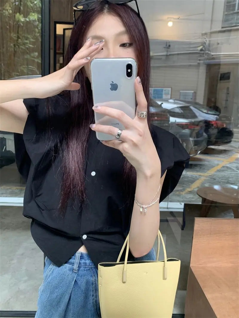 Vintage broad shoulder Crop Top CH