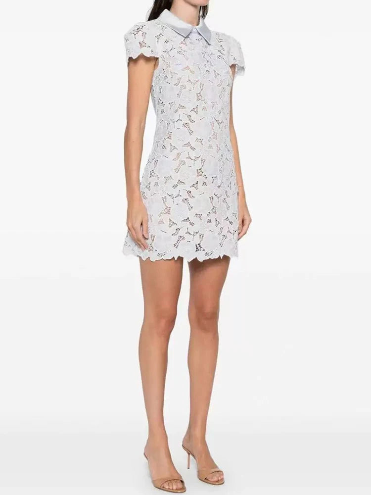Blue Flower Embroidery Dress