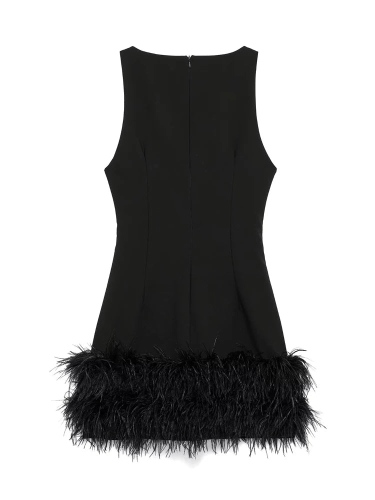 Feather Mini Dress - Shellss