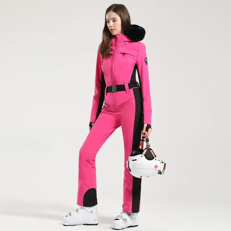 New Winter One-Piece Skiing Suit Thickened Slim Fitting Overalls Thermal Snowboard Jacket Jumpsuit Wind Proof Waterproof Ski Set