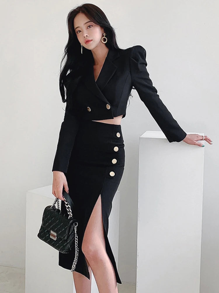 Spring Elegant Black 2 Pieces Outfits