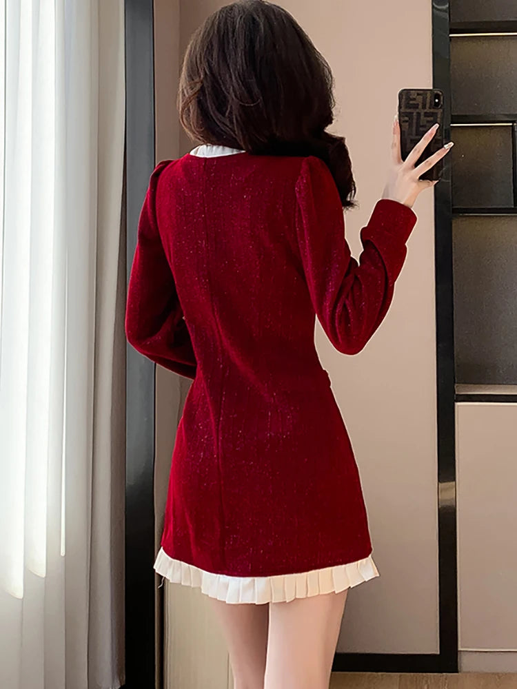 Luxury Burgandy red Velvet Dress