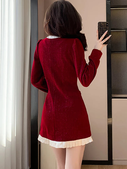 Luxury Burgandy red Velvet Dress